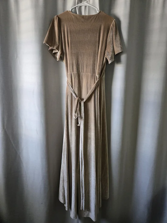 Baltic Born Taupe Velvet Wrap High-Low Dress - Picture 2 of 3